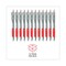 Universal 0.7 mm. Medium Comfort Grip Retractable Gel Pen - Red Ink, Gray/Red/Silver Barrel (1-Dozen)